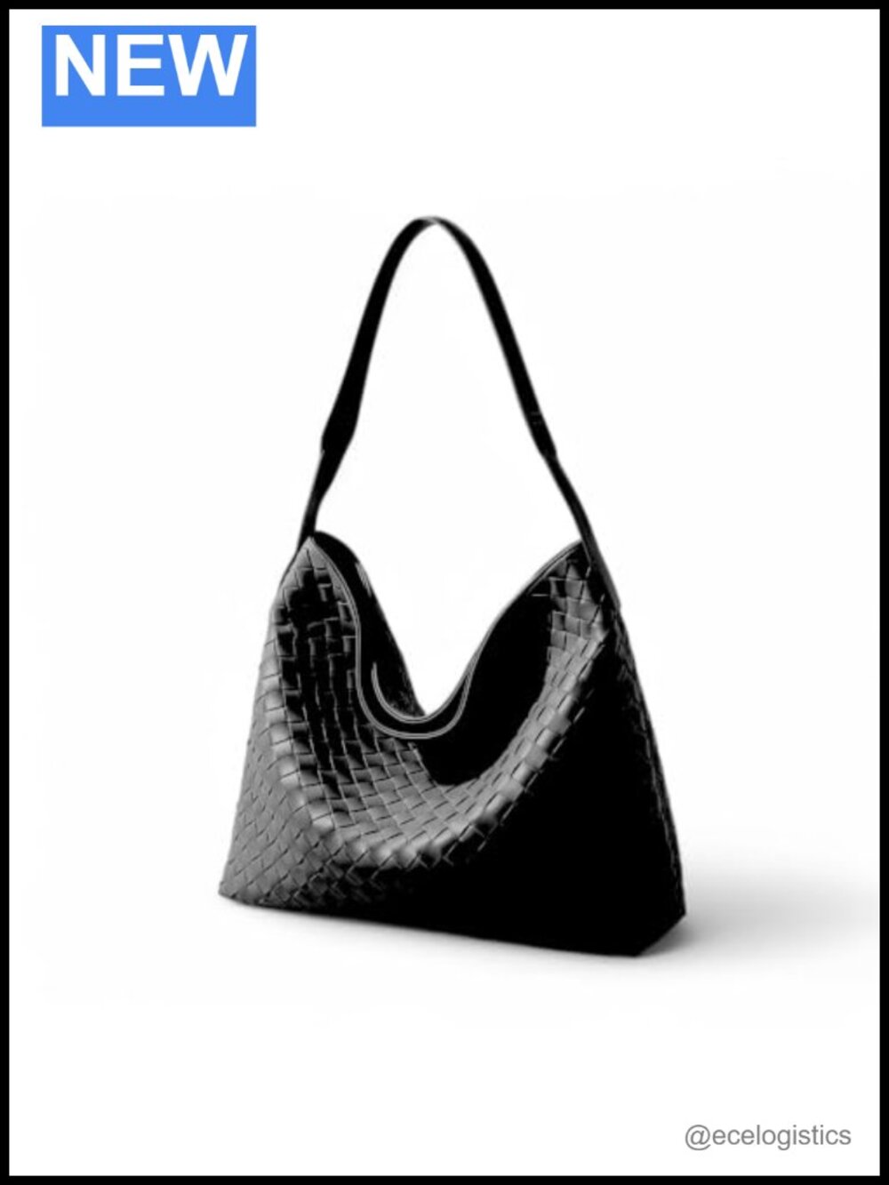 Woven Vegan Leather Shoulder Bag Tote Spacious Handbag